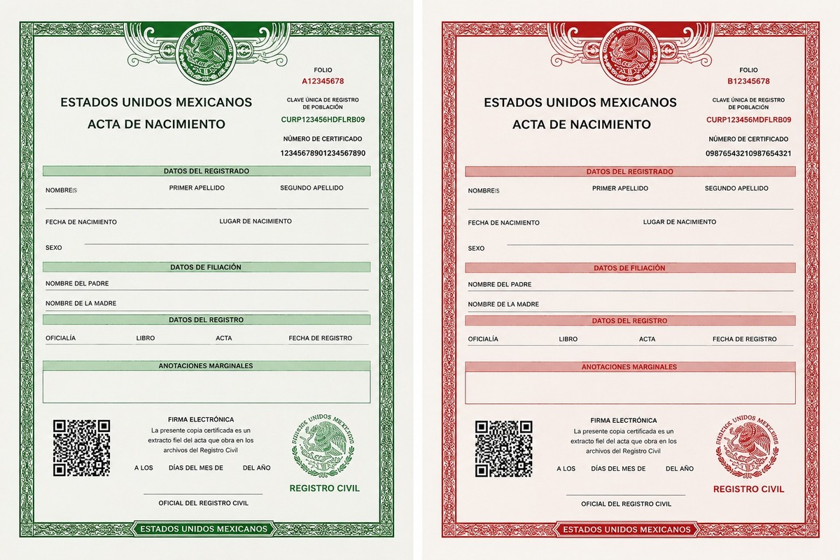 Acta de nacimiento verde vs roja: ¿qué cambia y cómo descargarla?