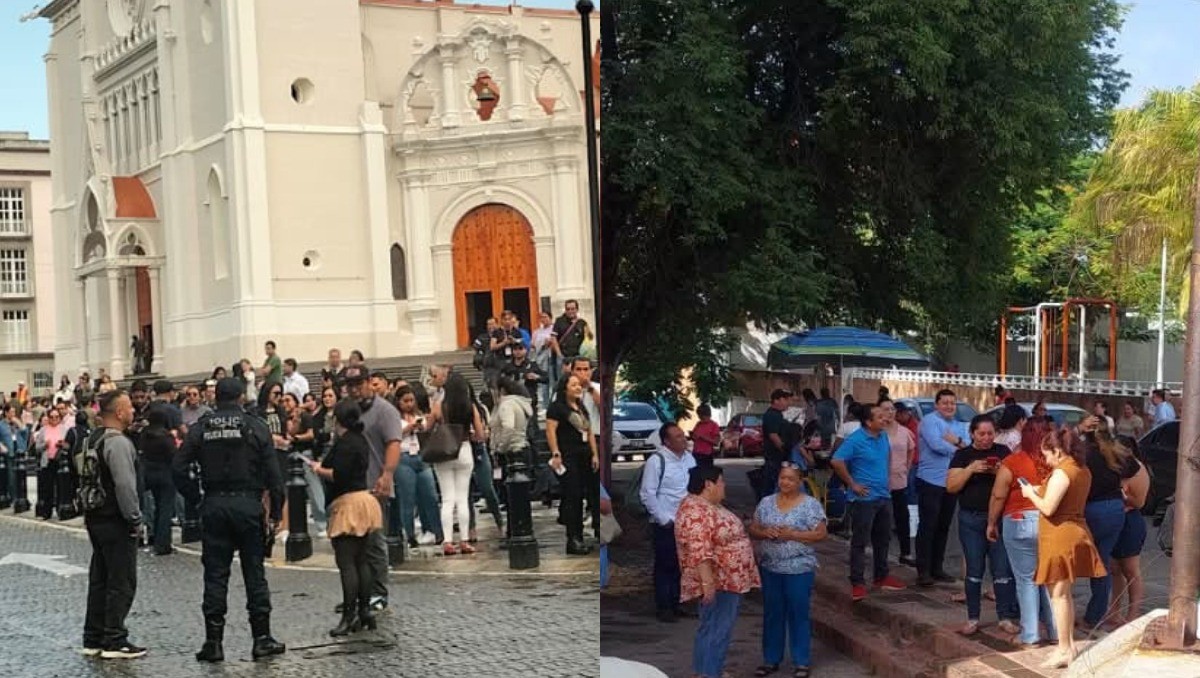 En Veracruz y Tabasco, ciudadanos evacuaron edificios por el sismo | Fotos: Isabel Zamudio/Liliana Collado