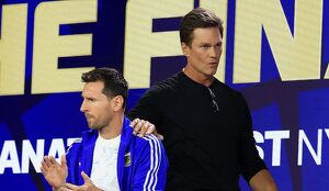 Lionel Messi y Tom Brady previo a la Final del Mundial 2026