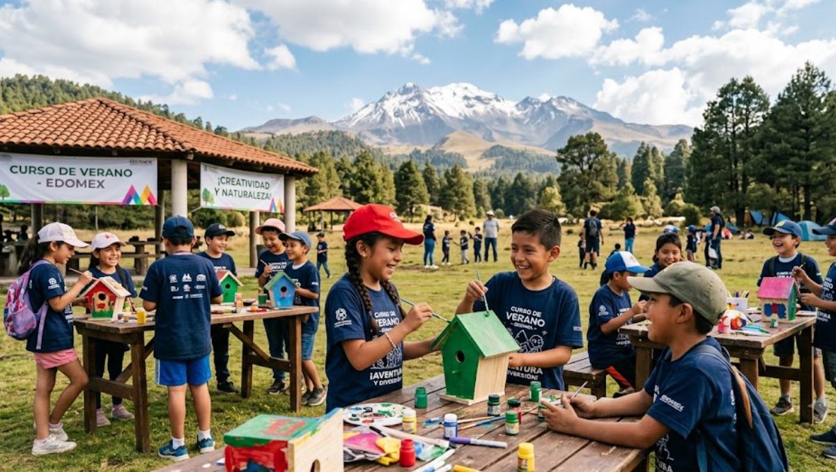 Niñas, niños y adolescentes podrán disfrutar cursos de verano con actividades educativas y recreativas en el Edomex. | Imagen creada con IA