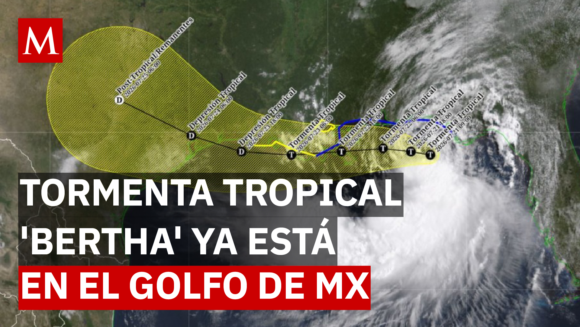 Alerta meteorológica: SMN vigila la Tormenta Tropical Bertha en el Golfo de México