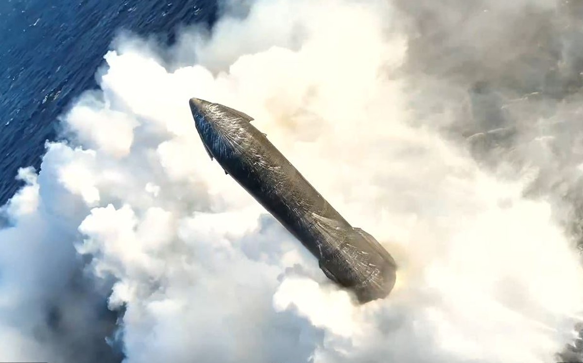 Amerizaje de la décimo tercer prueba de vuelo de Starship en aguas de océano. | Redes sociales: SpaceX