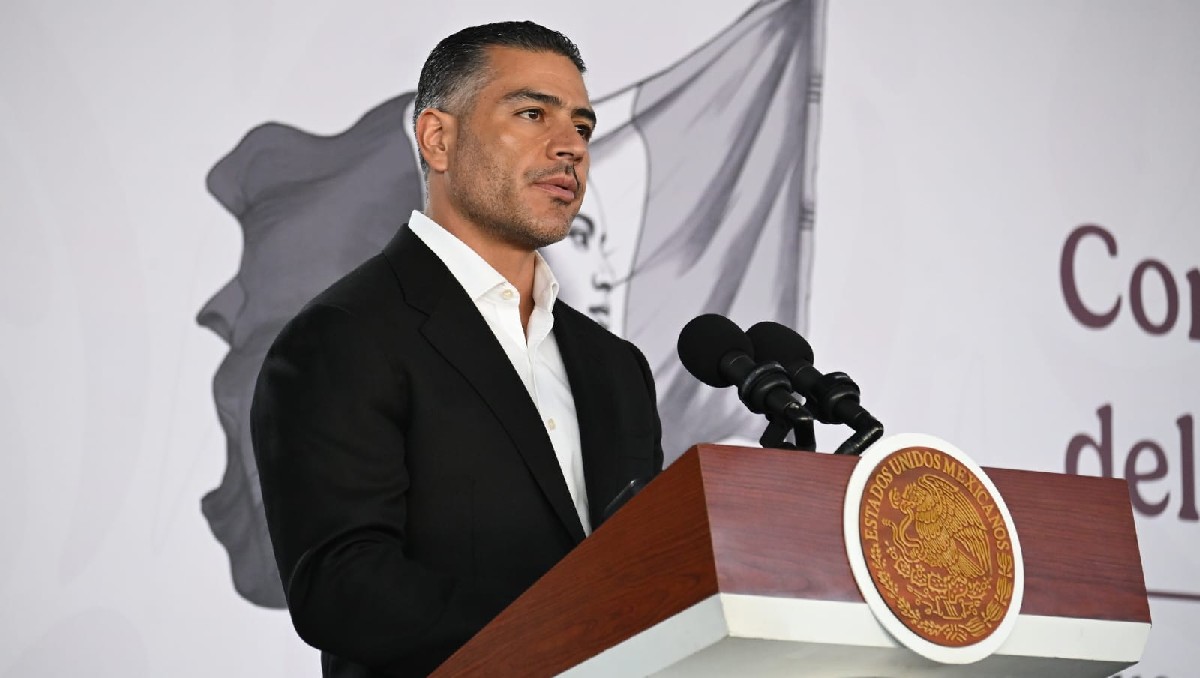 Omar García Harfuch en la conferencia mañanera. | Foto: Daniel Augusto.