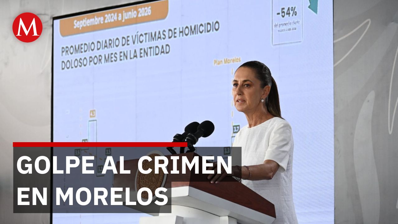 Sheinbaum destaca reducción del 54% en homicidios en Morelos por trabajo coordinado