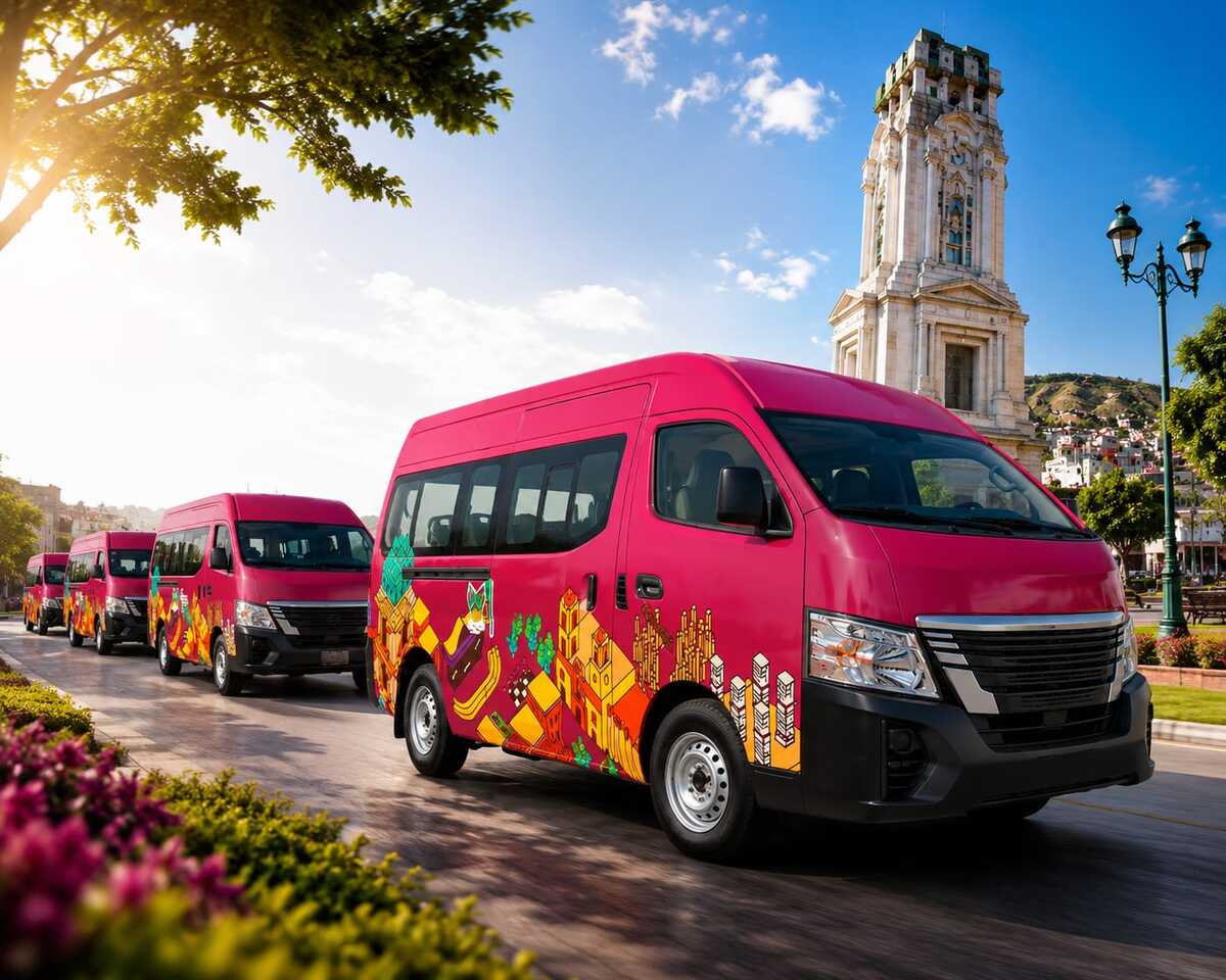 Nuevas vagonetas del Transporte Metropolitano de Hidalgo. (Imagen creada con IA)