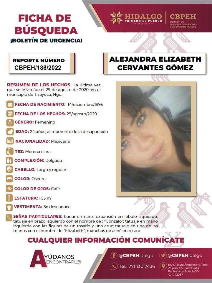 Alejandra Elizabeth fue vista por última vez en Tizayuca. (Cortesía)