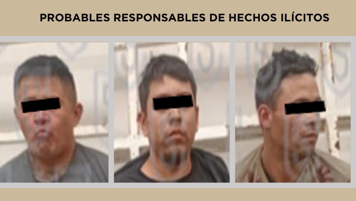 José, Jerónimo y Juan fueron capturados por un asalto a transporte ocurrido en la autopista México-Pachuca, en Tecámac. | Foto: Especial
