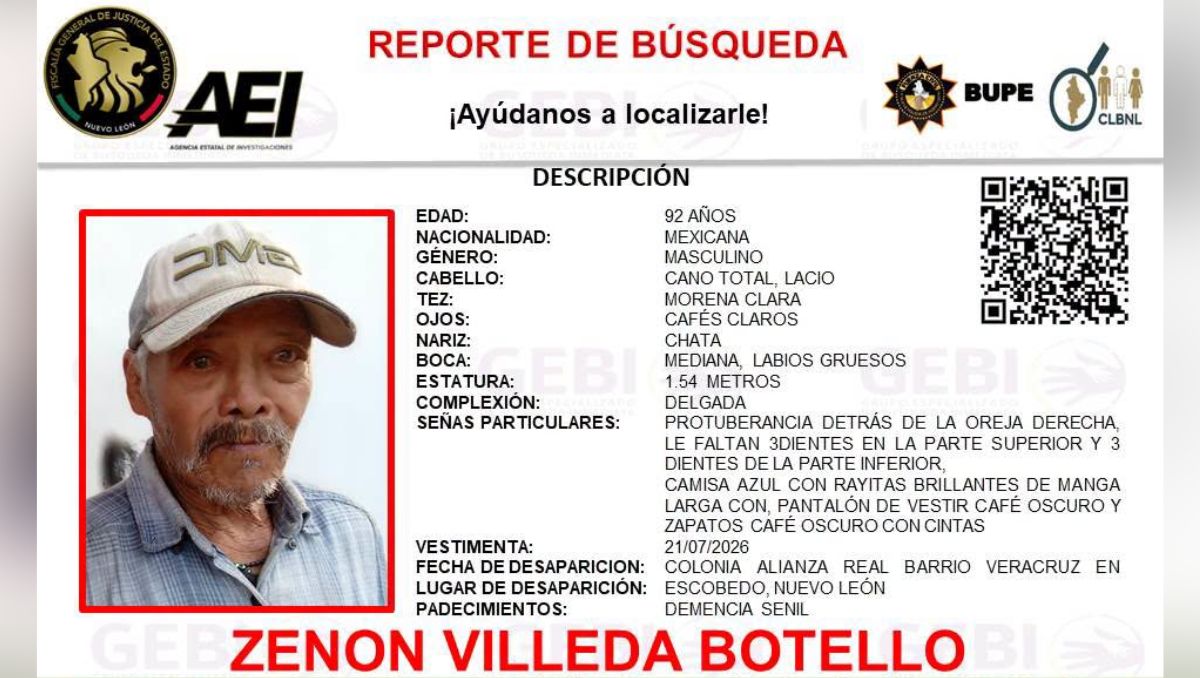 Zenón Villeda Botello se encuentra desaparecido desde hace unos días. Especial