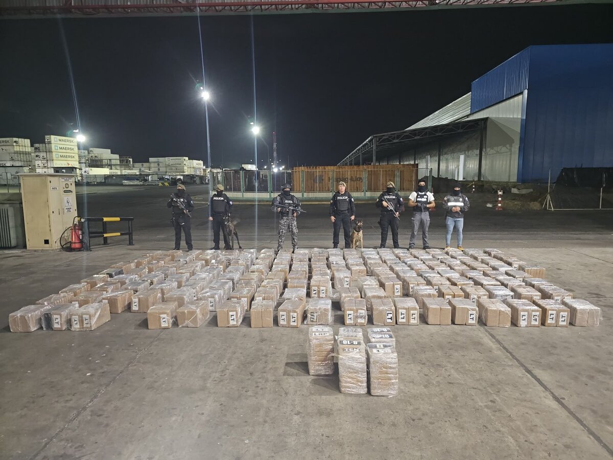 Autoridades inspeccionaron un contenedor y encontraron miles de paquetes ocultos en cajas de banano. | X: John Reimberg