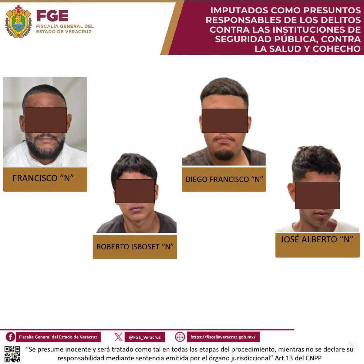Dictan prisión preventiva a "El Gordo Frank" y tres detenidos más en Veracruz. | Foto: Especial