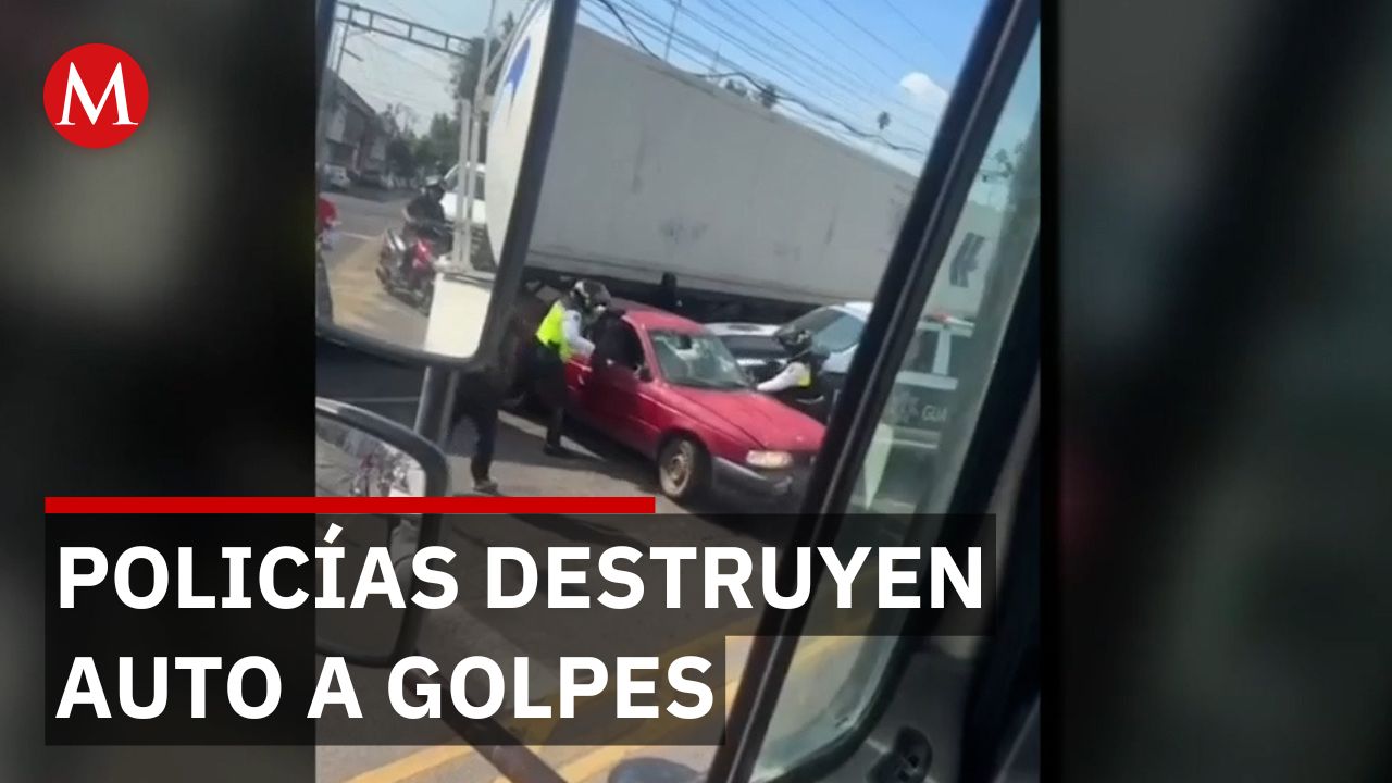 Conductor golpeado y auto destruido por policías en Jalisco durante persecución