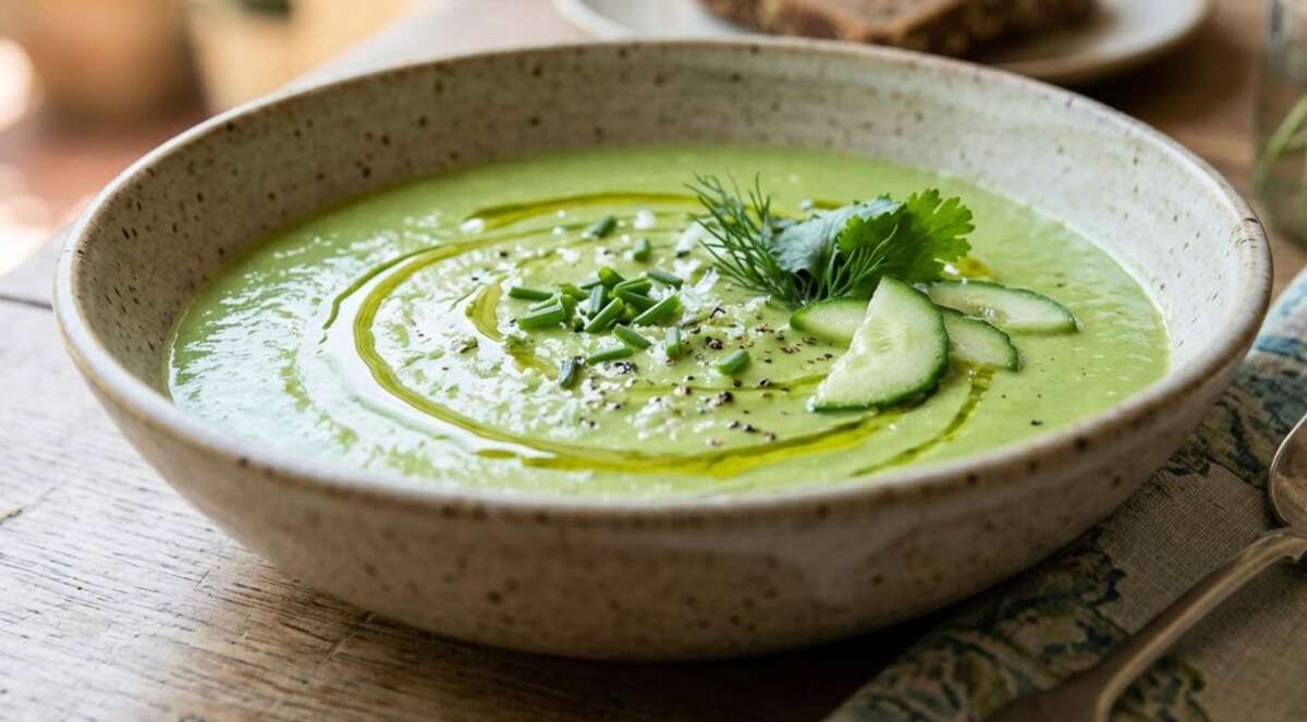 Crema de aguacate con pepino. | IA