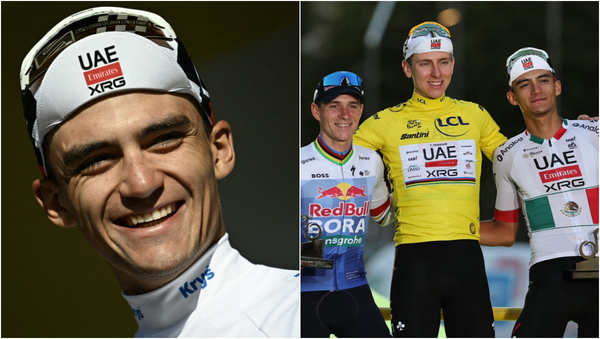 Isaac del Toro compartió el podio del Tour de Francia 2026 junto a Tadej Pogacar, su compañero de equipo. | AFP
