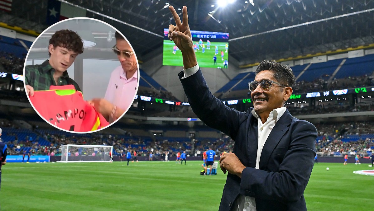 Jorge Campos regala su icónico jersey a Tom Holland, protagonista de Spider Man (Imago7 / X @SoyJorgeCampos1)