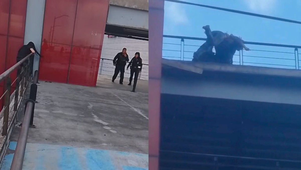 Rescatan a joven que intentaba saltar desde la azotea de un centro comercial. | Especial