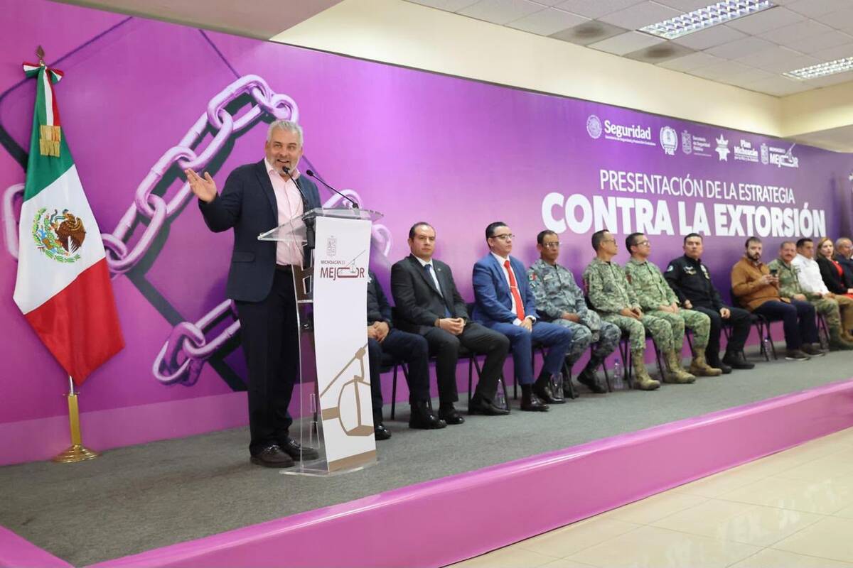 Alfredo Ramírez Bedolla presenta en Uruapan la Estrategia Contra la Extorsión para blindar a los sectores productivos de Michoacán.