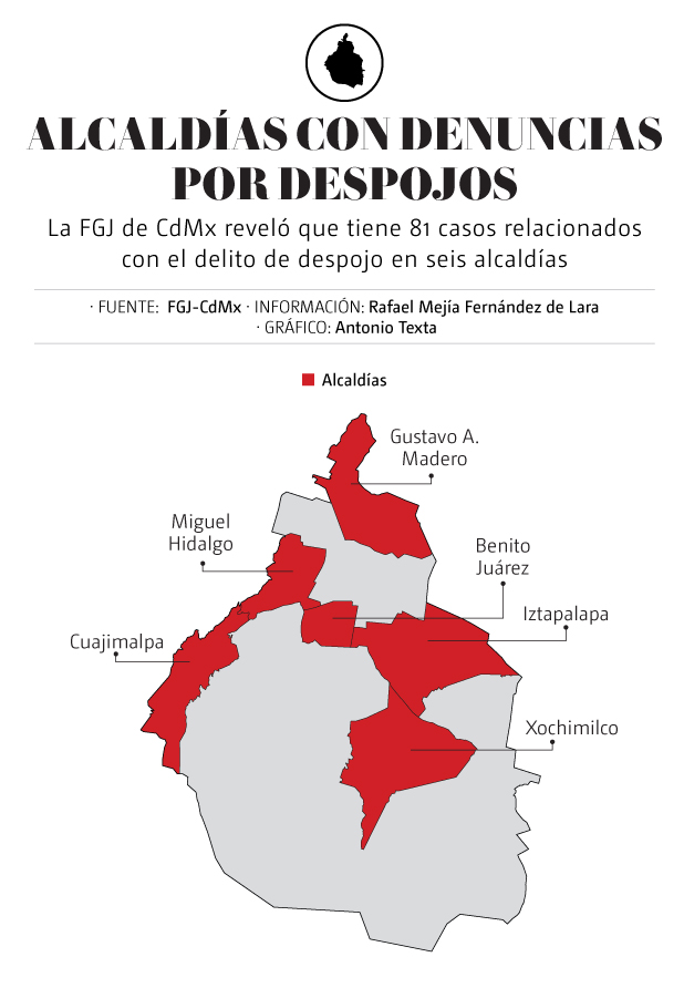 Mapa: alcaldías de CdMx con denuncias por despojos de casas