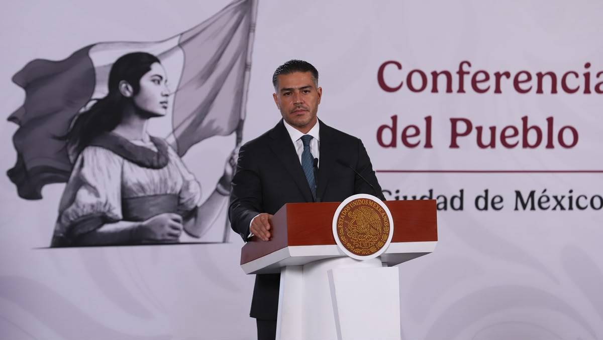 Omar García Harfuch en la conferencia mañanera. | Foto: Octavio Hoyos.