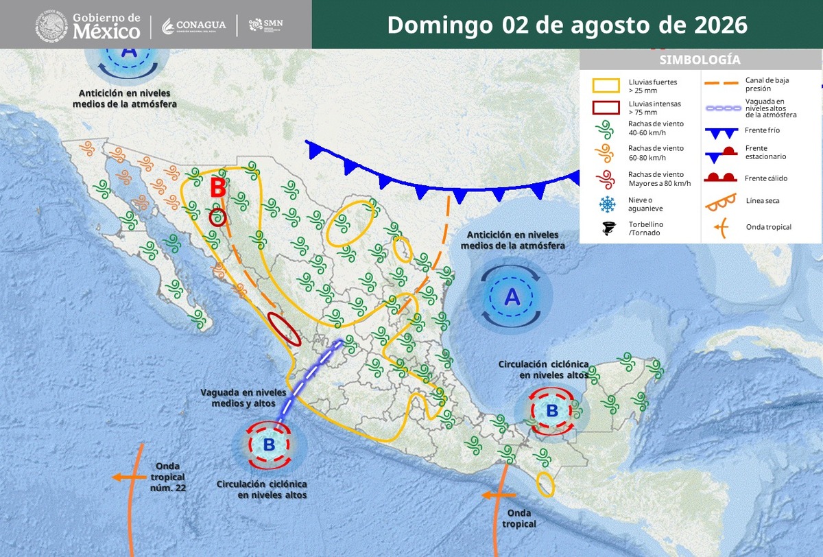 Onda tropical 23 en México el 2 de agosto 2026 | SMN Conagua
