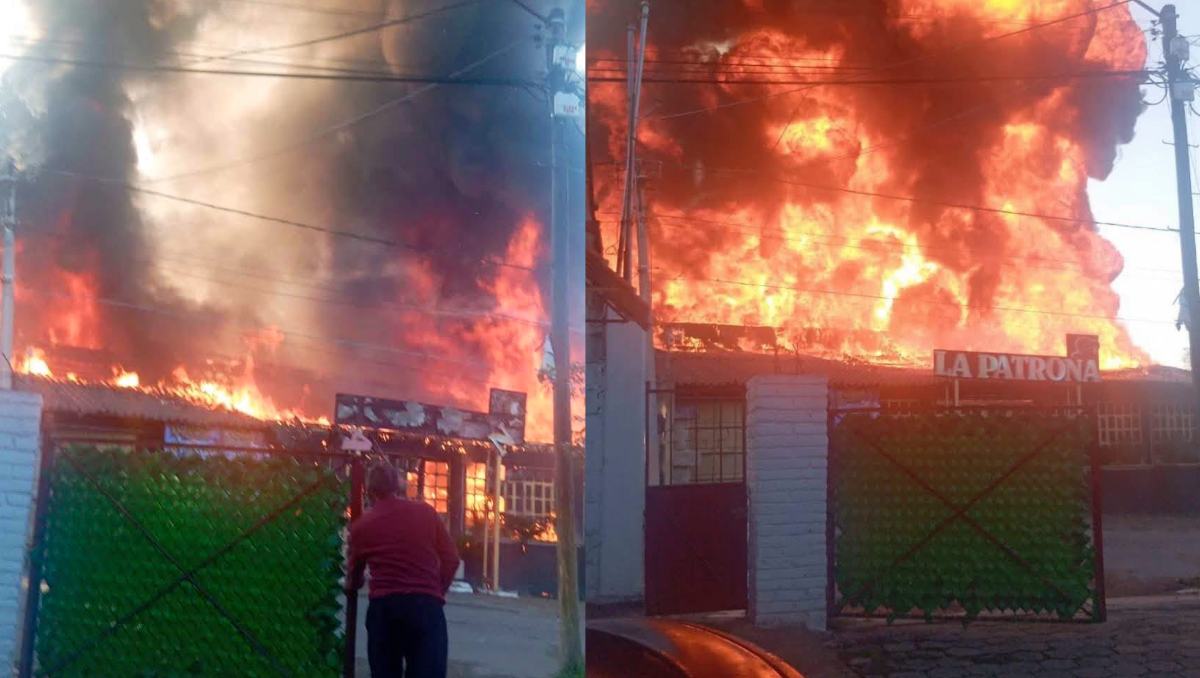 Bomberos y autoridades atendieron un incendio en un restaurante de Teotihuacán, sin registro de personas heridas. | Foto: Especial