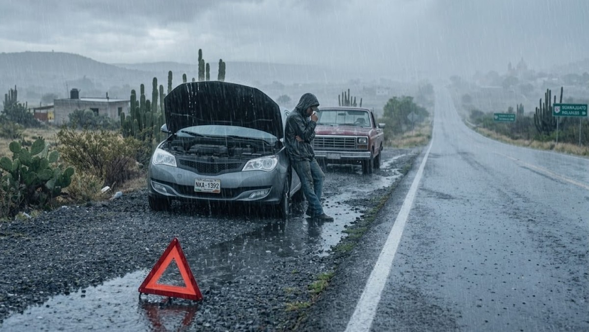 Celaya: intensa lluvia provoca carambola de cuatro vehículos | Imagen ilustrativa