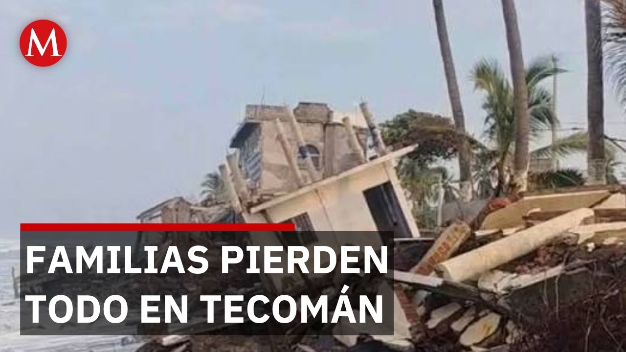 Familias en Colima piden verdadera ayuda tras perder negocios por mar de fondo