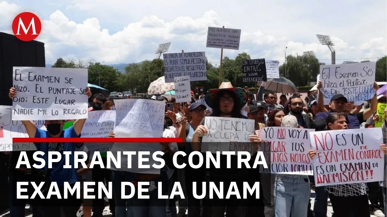 Aspirantes protestan en UNAM contra nuevo examen de control de ingreso