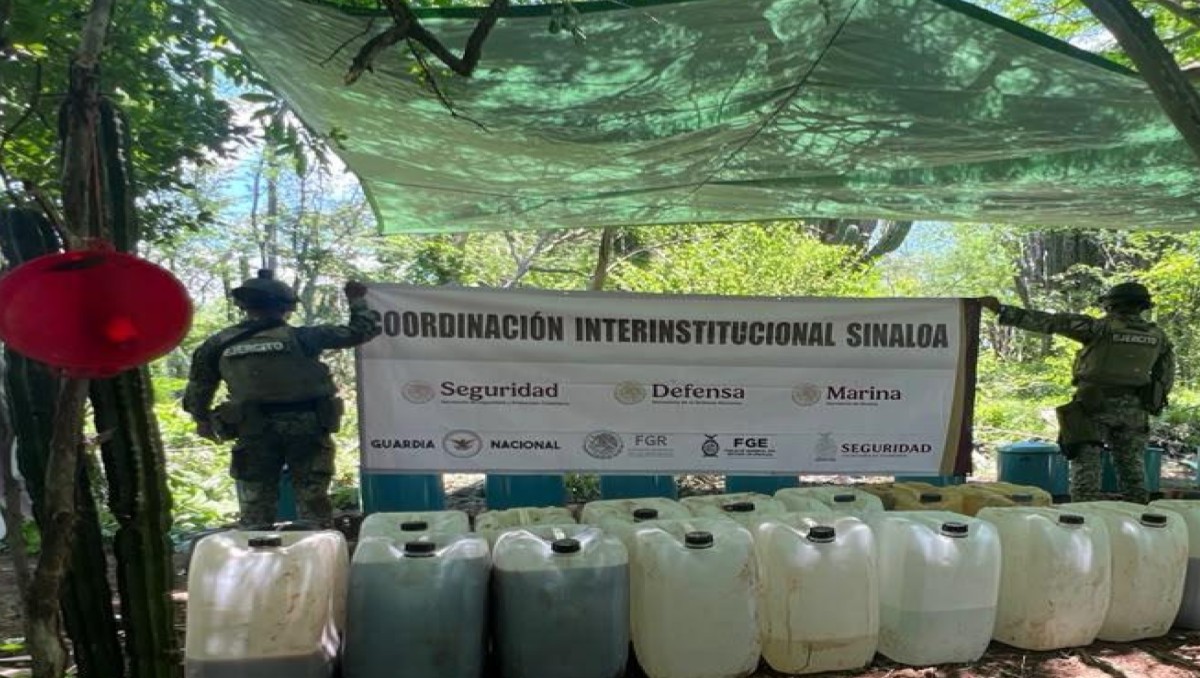 Las fuerzas armadas aseguraron el hidrocarburo almacenado junto con un tractocamión, tanques y armamento.| Foto:Especial