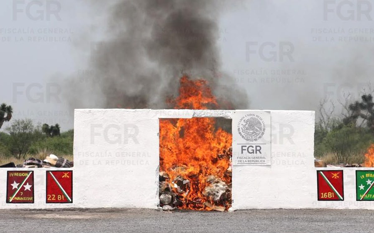 La incineración contempló más de 3 mil kilos de narcóticos asegurados. | Cortesía: FGR
