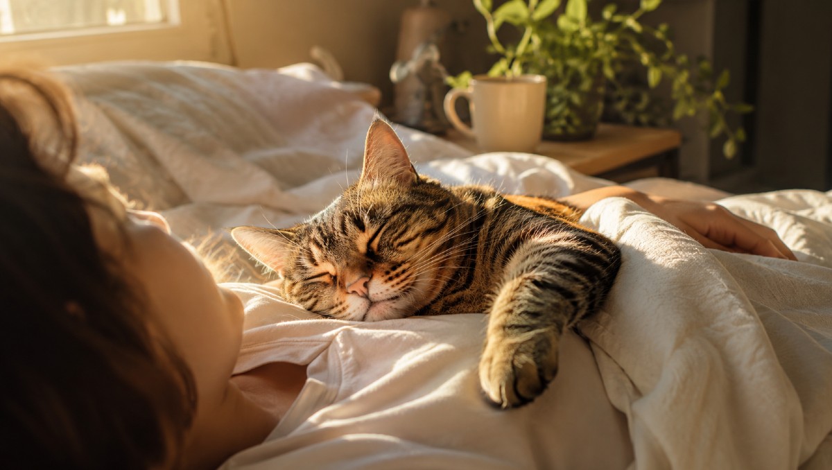 Qué significa que tu gato duerma contigo, según veterinarios