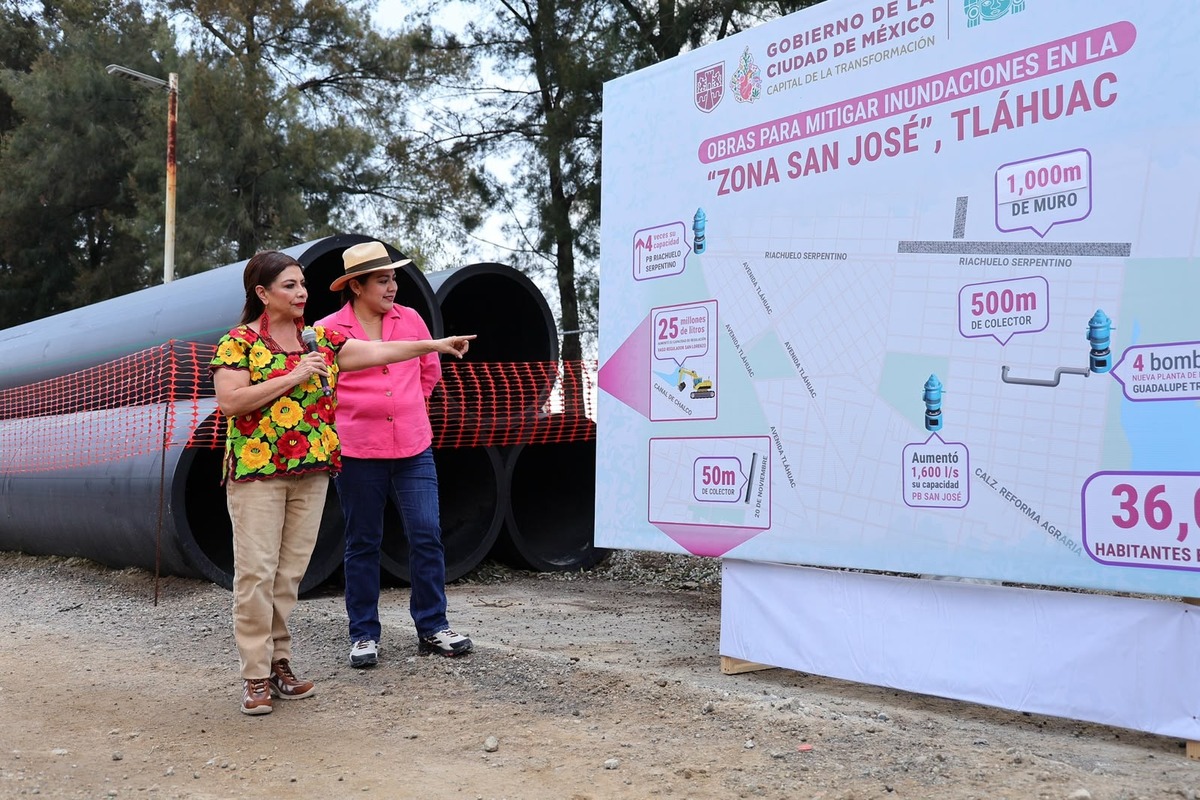 Brugada supervisa obras hidráulicas para mitigar rezago en Tláhuac. | Especial