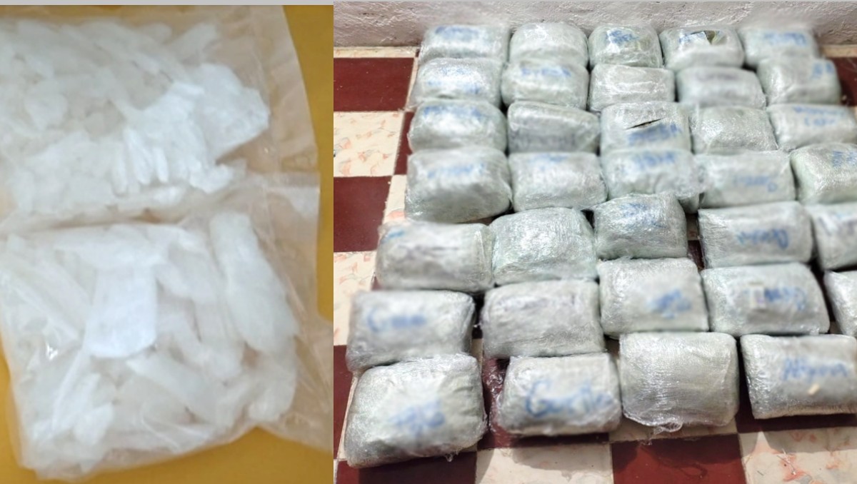 Elementos de la Guardia Nacional, Defensa y autoridades locales aseguraron mariguana y metanfetamina durante la inspección.| Foto: Especial
