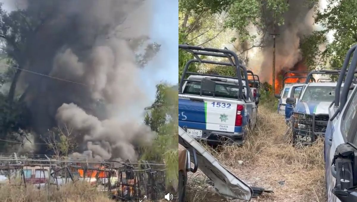 Incendio en Ciudad Victoria alcanza patrullas en desuso de la Guardia Estatal. (Cortesía)