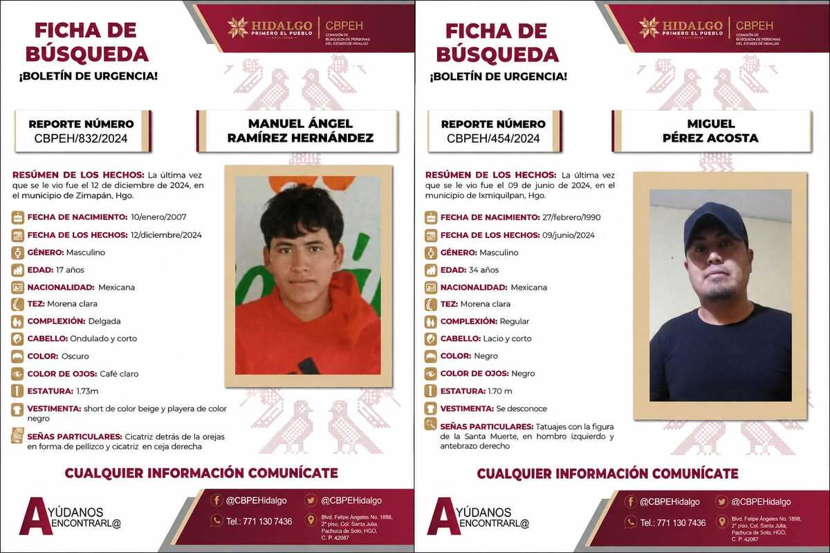 Continúa la búsqueda de Miguel Pérez Acosta y Manuel Ángel Ramírez Hernández. (Cortesía)