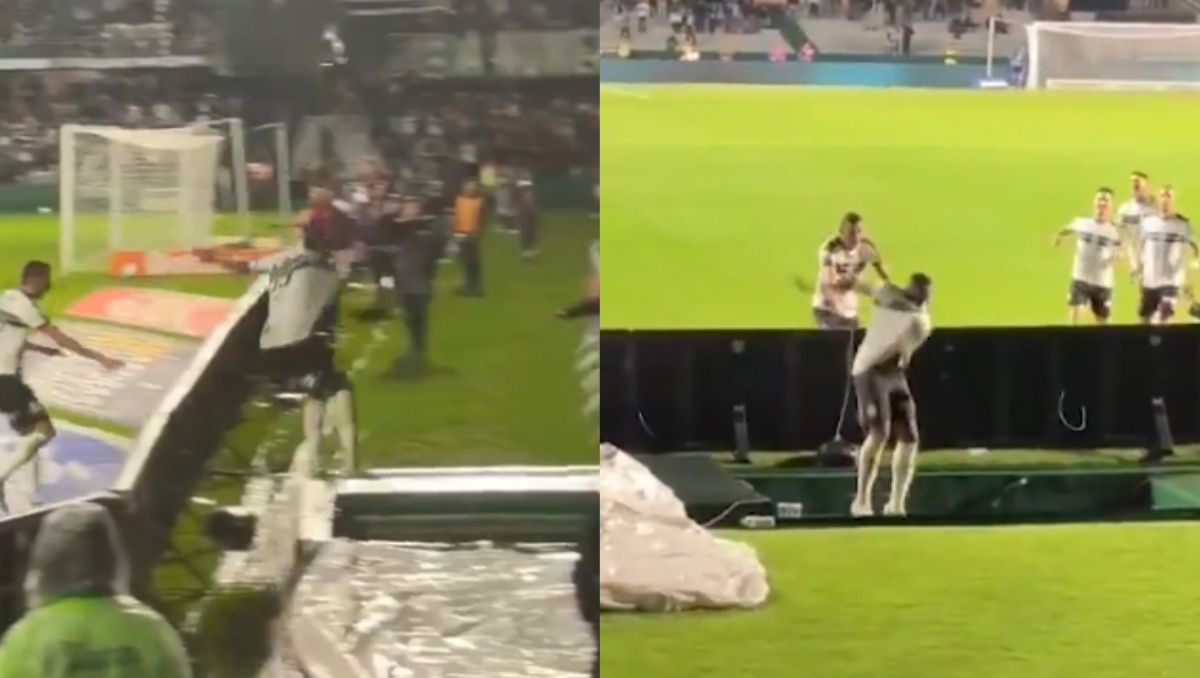 Jugador brasileño se lesiona al caer al túnel del vestuario al celebrar un gol (Captura de pantalla)