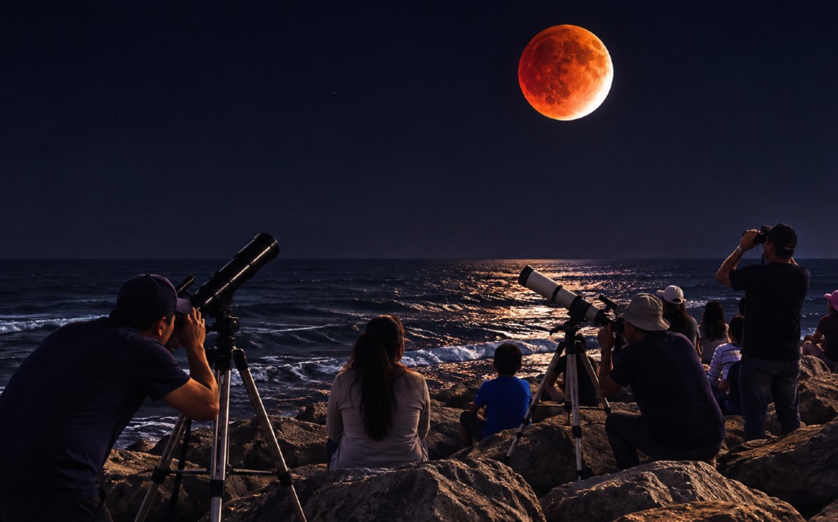 Observa el Eclipse Lunar desde Playa Miramar. | ia