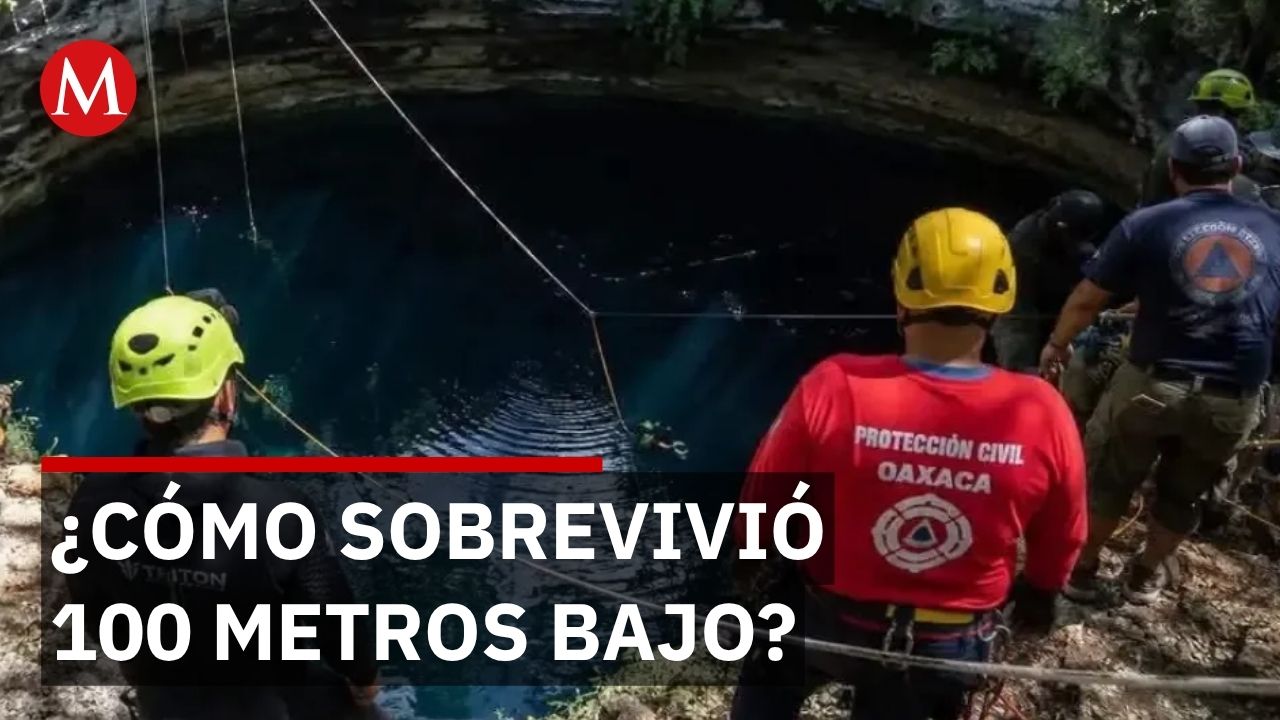 Rescatan con vida a pescador tras 15 días atrapado a 100 metros en cenote de Veracruz