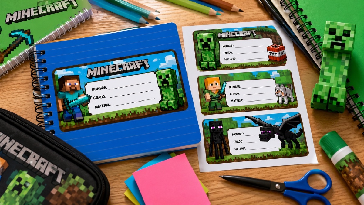 Como hacer etiquetas de Minecraft para personalizar tus cuadernos | IA DISCOVER
