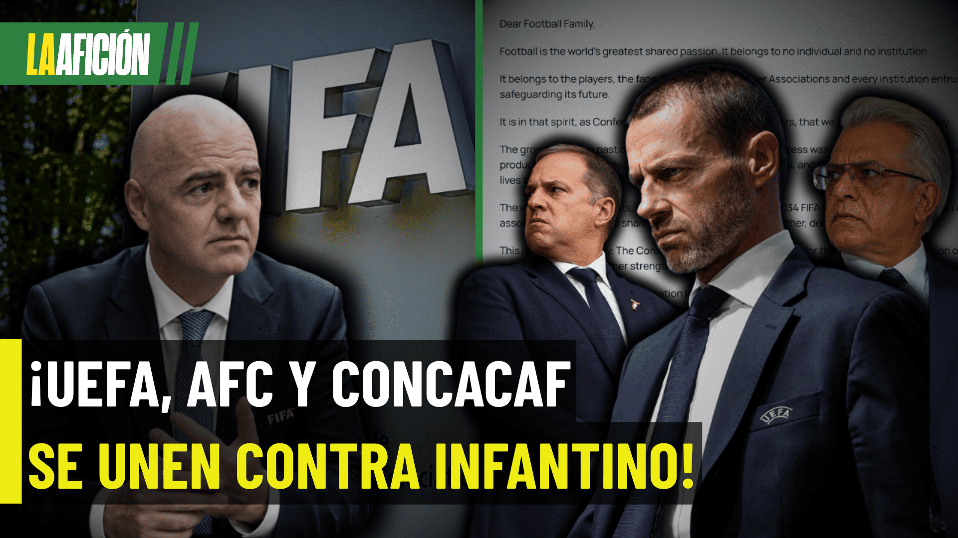¿El futbol mundial le está dando la espalda a Gianni Infantino? Esto dice la polémica carta firmada por UEFA, AFC y Concacaf.