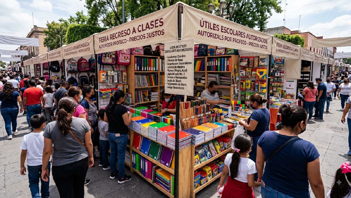 En la Feria de Regreso a Clases 2026 participarán 40 proveedores y 10 vendedores locales por municipio mexiquense. | Foto: Generada con IA