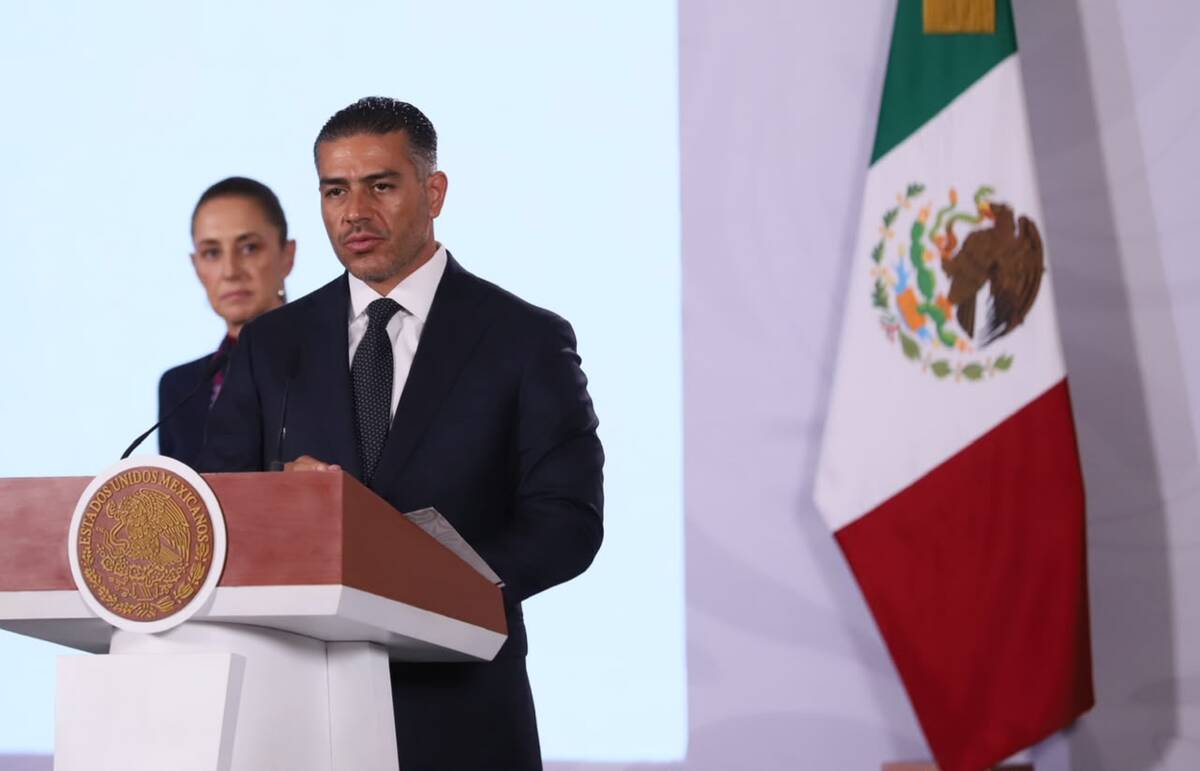 Omar García Harfuch durante la Mañanera del Pueblo en el Palacio Nacional. | Foto: Octavio Hoyos