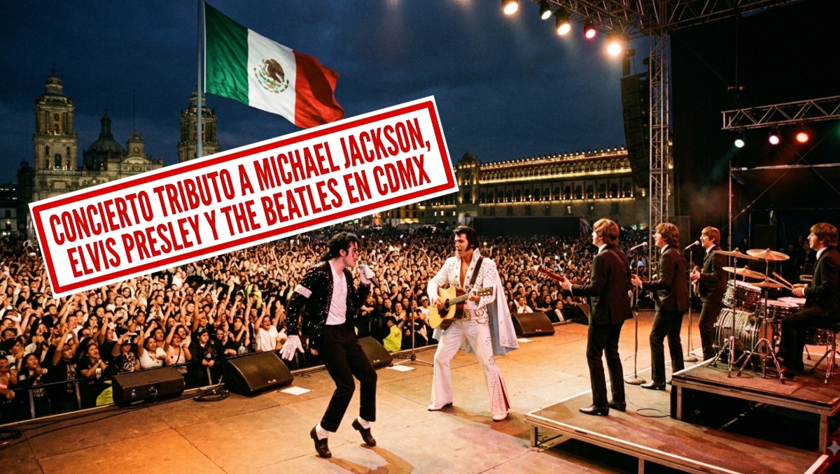 Concierto tributo a Michael Jackson, Elvis Presley y The Beatles | Foto: Generada con IA