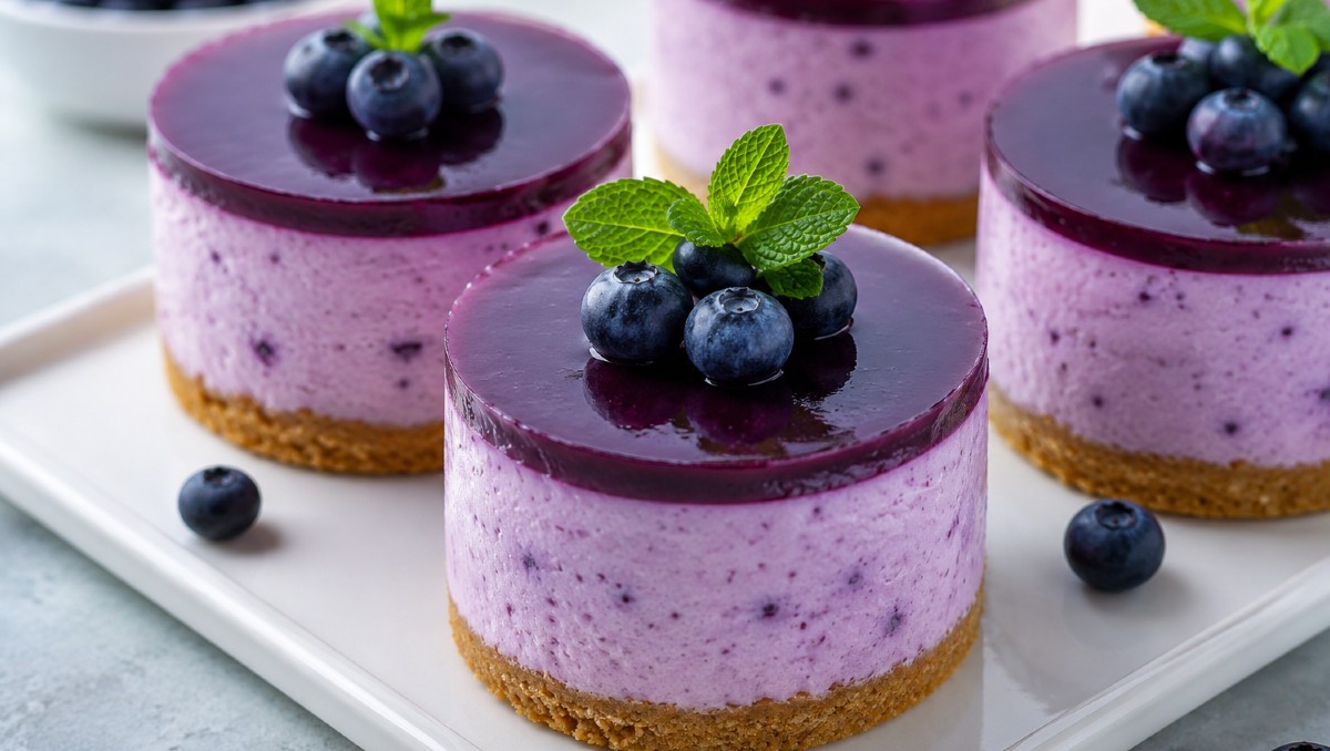 Receta de un postre rico y cremoso con arándano | IA DISCOVER
