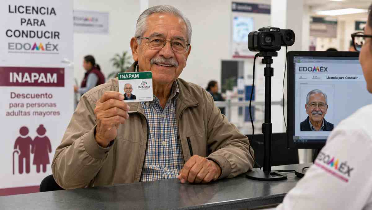 Si tienes 60 años y credencial INAPAM, puedes acceder a descuento al tramitar tu licencia en el Edomex. | Imagen creada con IA