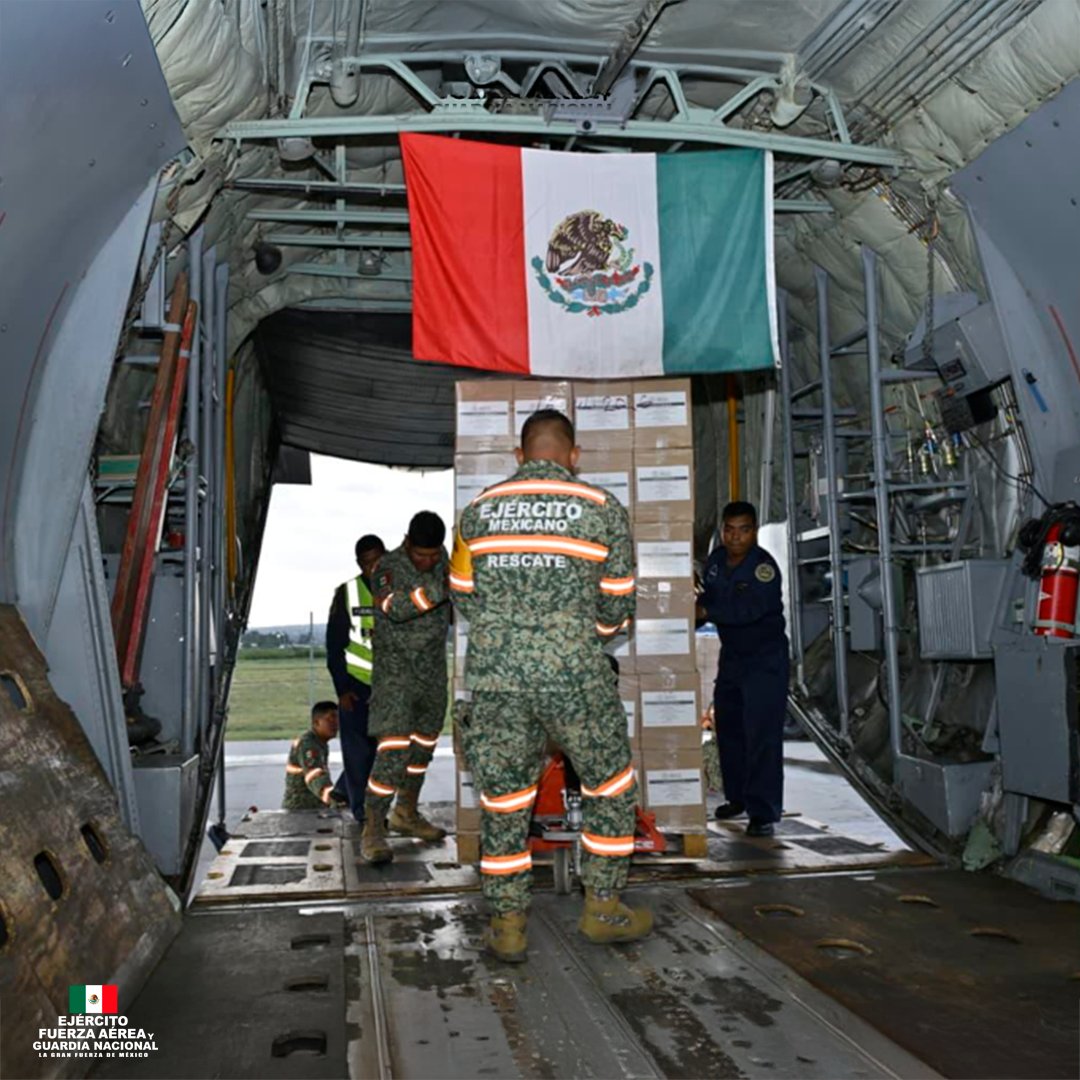 Defensa realizó el segundo puente aéreo de ayuda humanitaria a Colombia. | Foto: X (@Defensamx1)