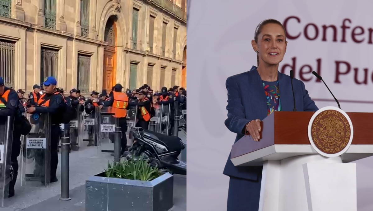 Despliegue policial en Palacio Nacional por reunión de Sheinbaum con maestros oaxaqueños | Juan Carlos Bautista/ Gaspar Vela