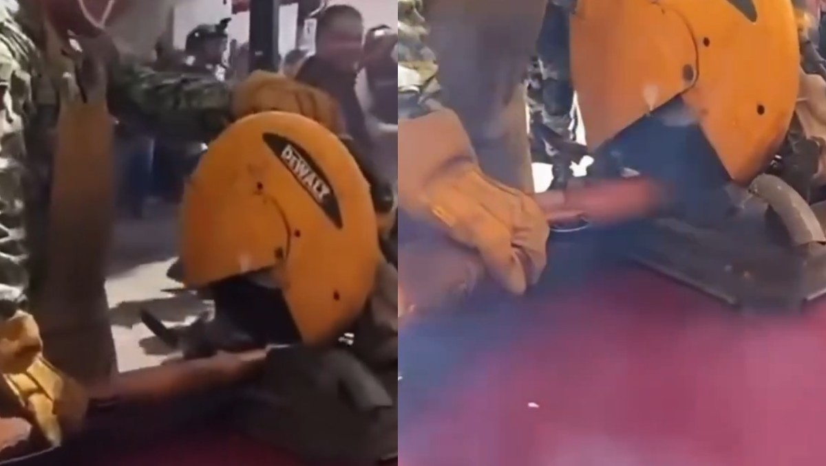 Se disparó un arma durante su destrucción en un centro de canje en Michoacán. | Foto: X