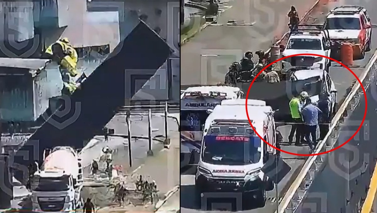 La caída de la estructura quedó captada en video | Foto: C5 Edomex
