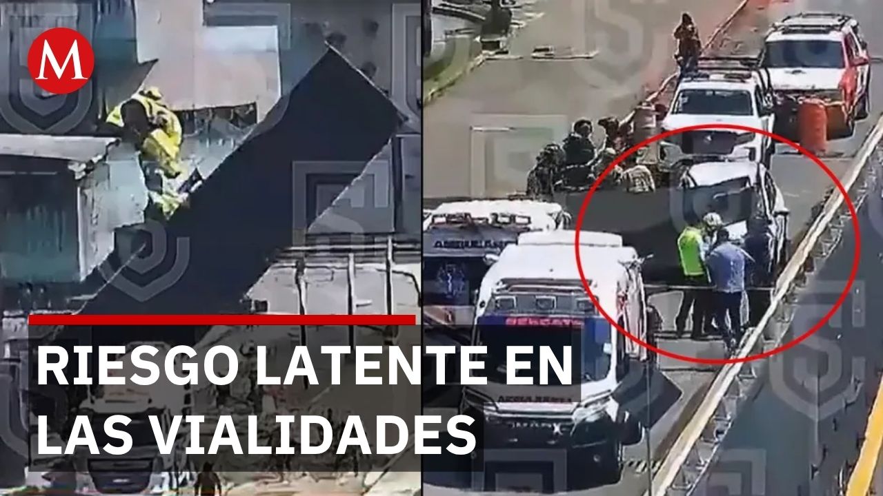 Estructura cae sobre camioneta en Naucalpan; mujer muere aplastada en Edomex
