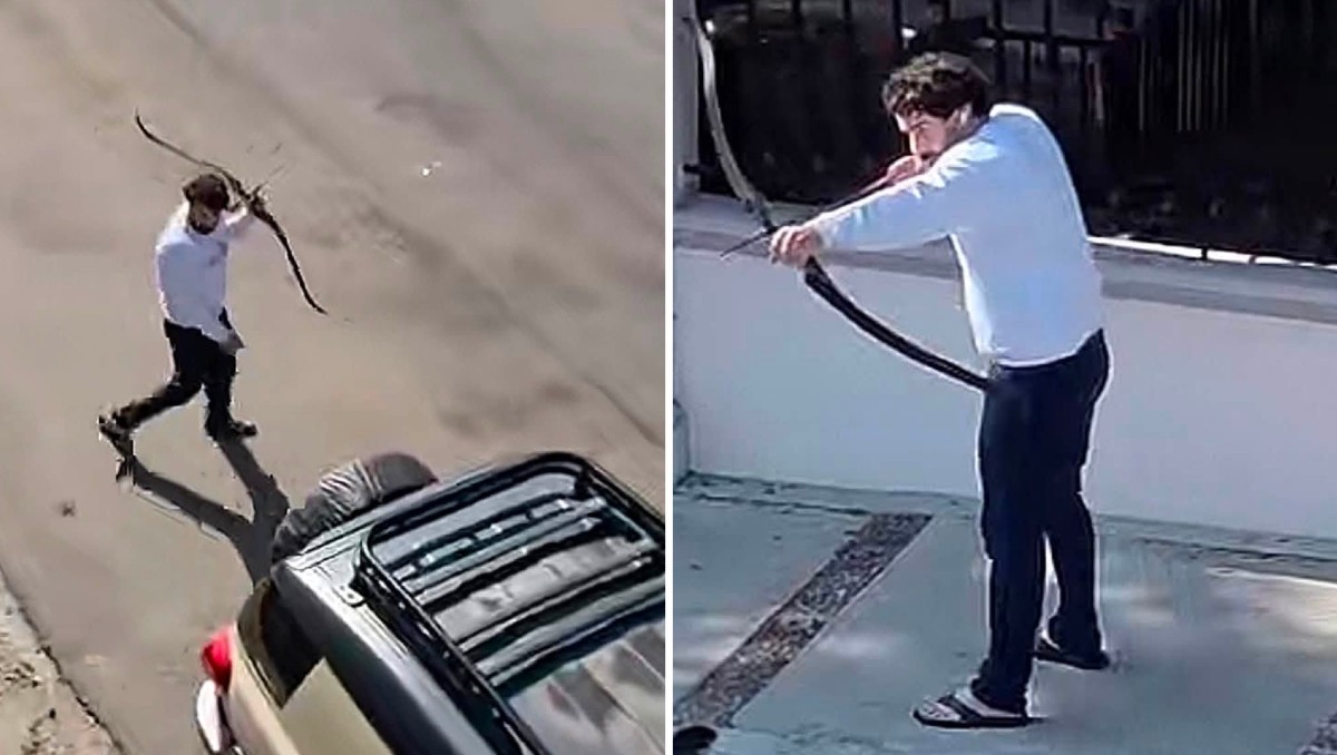 Alexander 'N' era señalado de amenazar a sus vecinos con el arco de cacería en Tijuana. | Foto: Especial